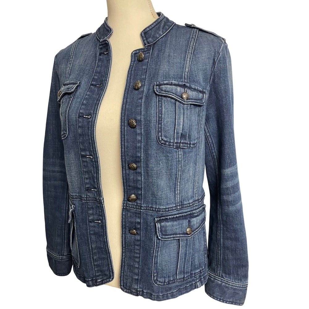 Talbots Military Style Utility Denim Jacket Women's Small